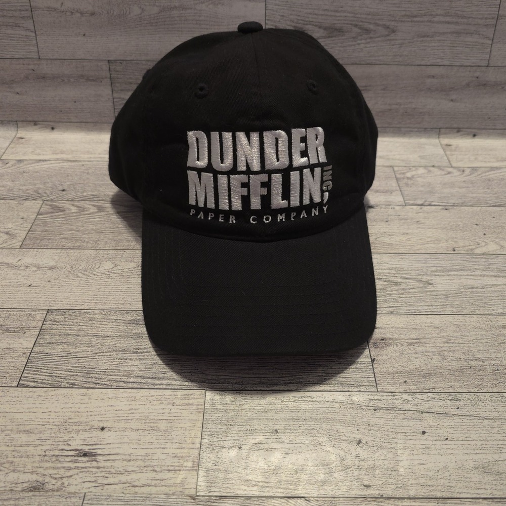 The Office Dunder‎ Mifflin Hat Cap Strap Back Embroidered Paper Company Black